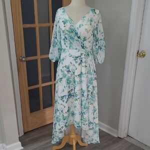 Floral  Dress in Blue and Green